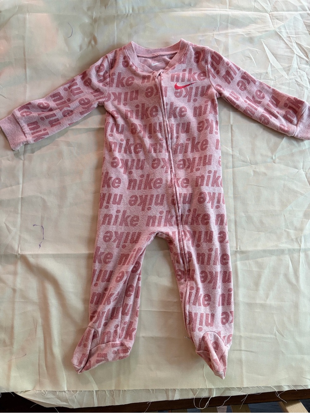 Nike Pink Logo Footed One-Piece